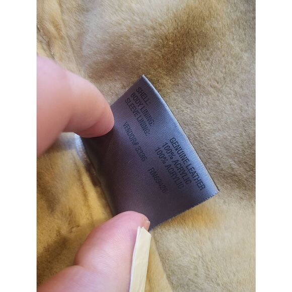 Vintage Wilson's Leather Coat Women's Large Tan Suede Y2K Penny Lane Faux Fur - Picture 5 of 6